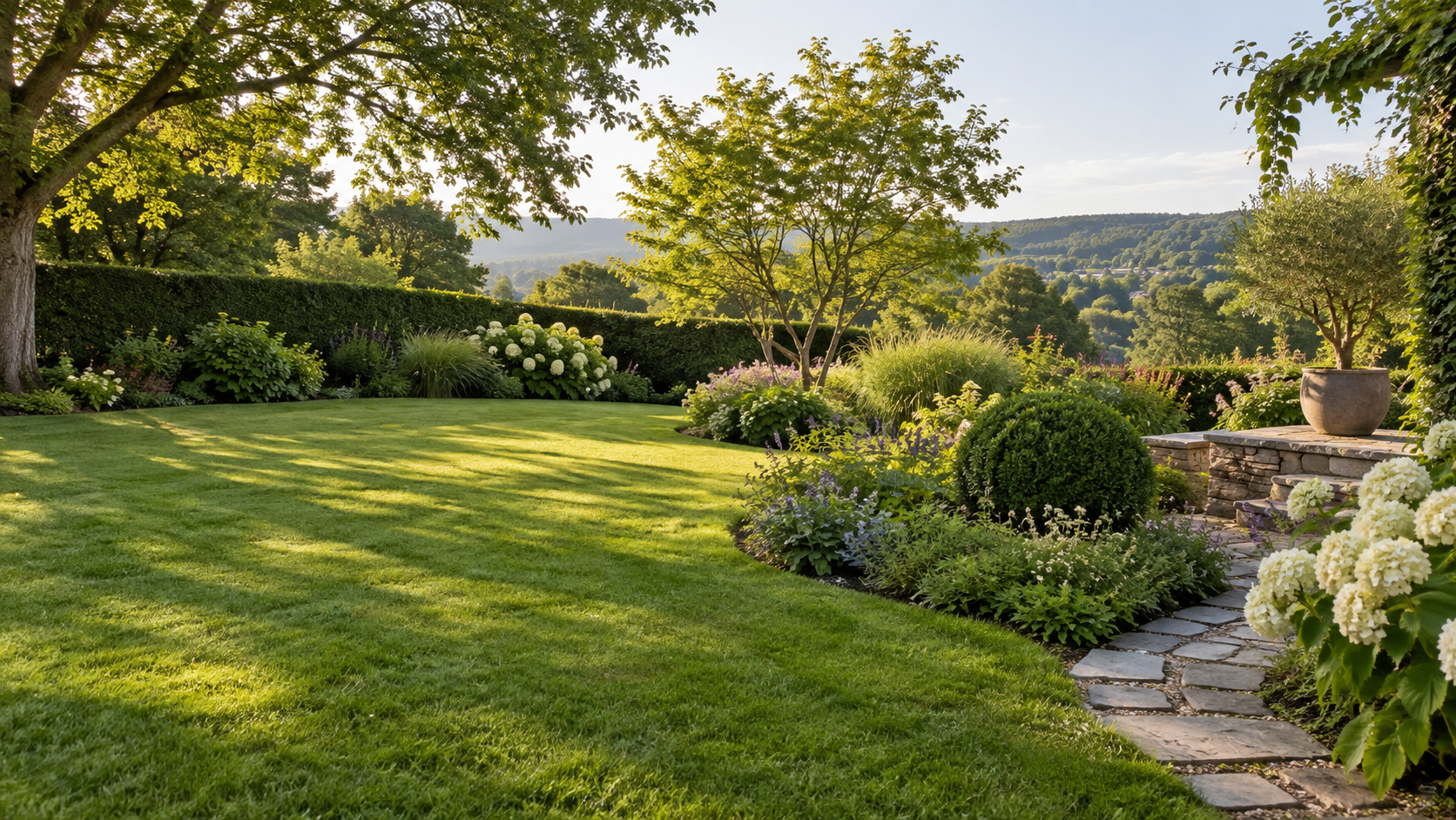 Illustration d'un jardin paysager